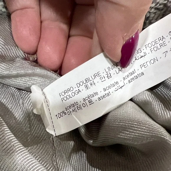 Zara Basic Women's Light Gray Herringbone Pea Coat-Size Small - Picture 9 of 9